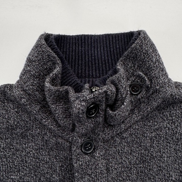 BANANA REPUBLIC Zip Up Button Front Cardigan‎ Sweater Mens XL Gray Wool Blend - Picture 6 of 16